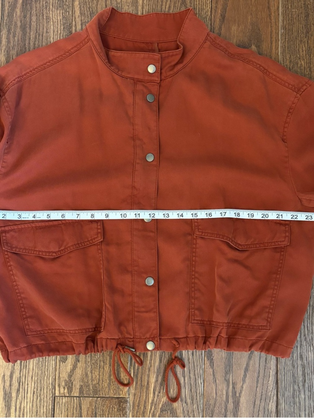 LOFT Utility Jacket XL Rust Orange Cropped Lightweight Drawstring Hem - Picture 7 of 11
